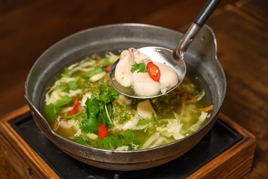 Seafood Cafe Steamed Egg Squid In Spicy Garlic And Lime Soup