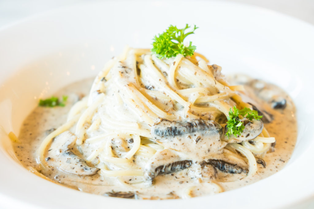 Spaghetti Cream Sauce With Truffle Mushroom