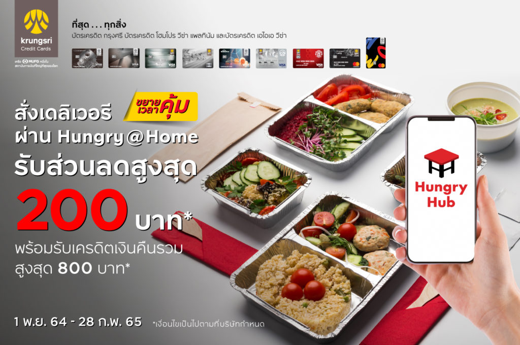สั่งเดลิเวอรี กับ Hungry Hub รับคุ้ม รับส่วนลดสูงสุด 200 บาท สั่งเดลิเวอรี กับ Hungry Hub รับคุ้ม รับส่วนลดสูงสุด 200 บาท