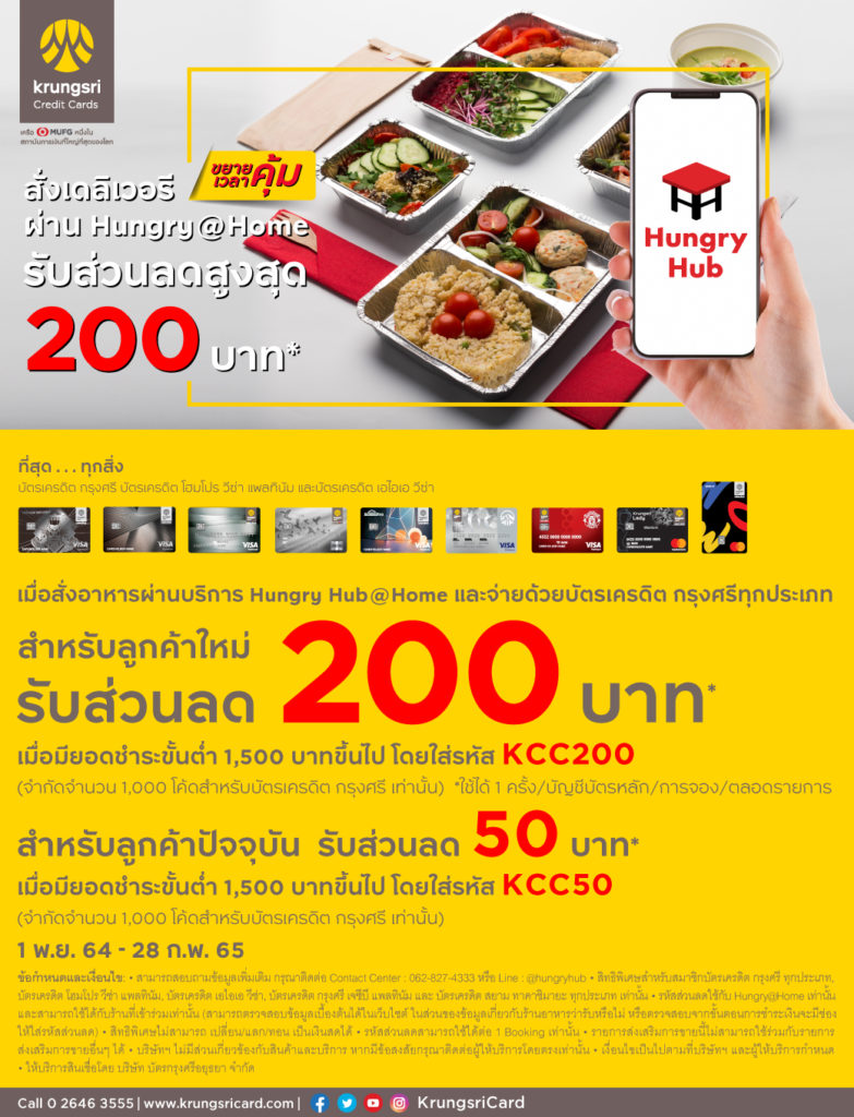 สั่งเดลิเวอรี กับ Hungry Hub รับคุ้ม รับส่วนลดสูงสุด 200 บาท