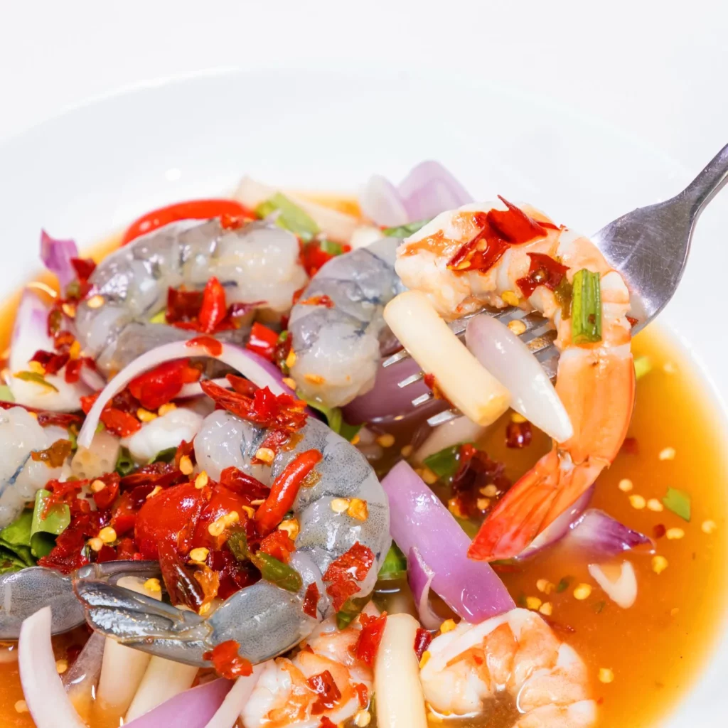 เมนูยำกุ้งทูโทน ร้านไฟร์ชิลลี่