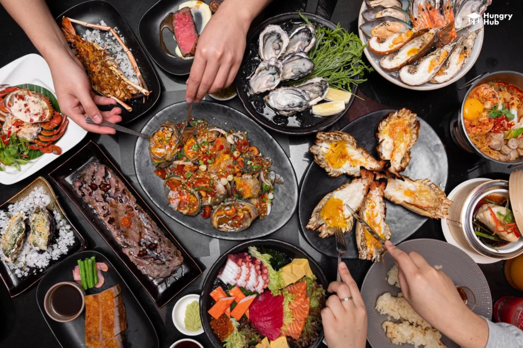 บุฟเฟ่ต์อาหารทะเล เอเทรี่ยม โรงแรมแลนด์มาร์ค Hungry Hub