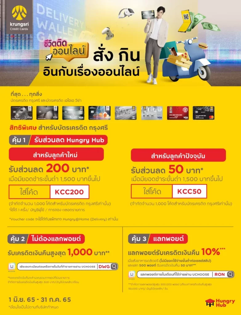 Hungry Hub ร่วมกับ บัตรเครดิต กรุงศรี จัดโปรโมชั่น "สั่ง กิน อิน กับเรื่องออนไลน์