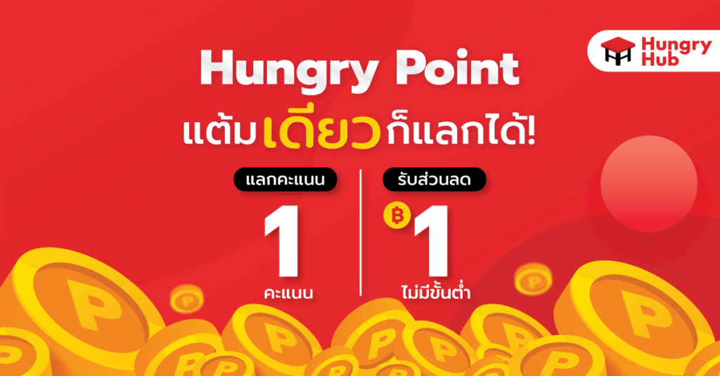 Hungry Hub ปล่อยฟีเจอร์ใหม่ Hungry Point แต้มเดียว ก็แลกรับส่วนลดได้ Hungry Hub Hungry Point ส่วนลด