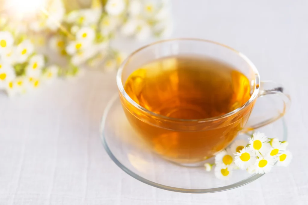 Cup Herbal Tea With Chamomile Flowers