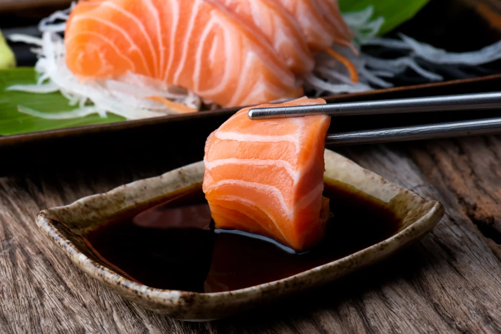 Salmon Sashimi With Shoyu Sauce