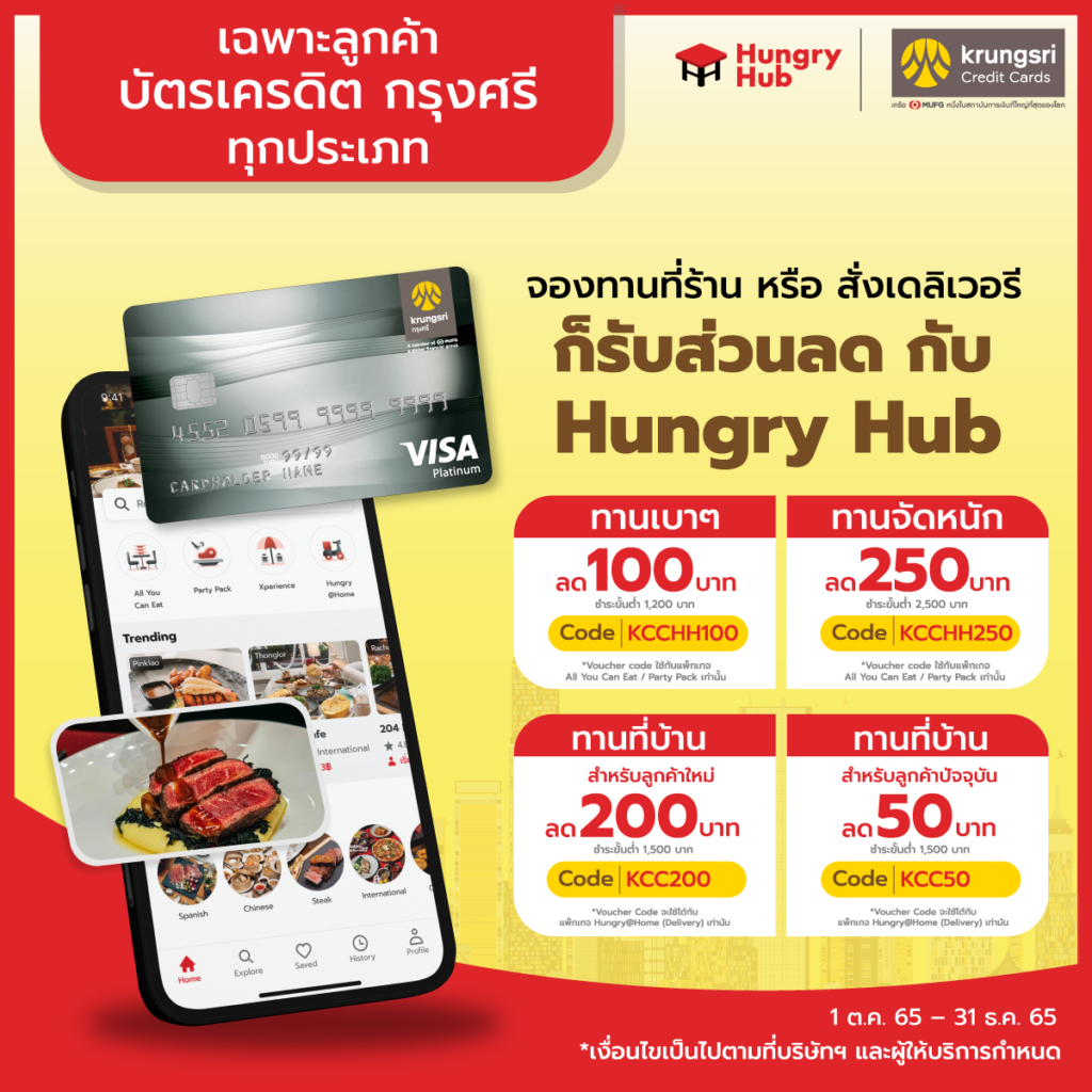สั่งจองทานที่ร้าน หรือ สั่งเดลิเวอรี ก็รับคุ้มกับ Hungry Hub 2