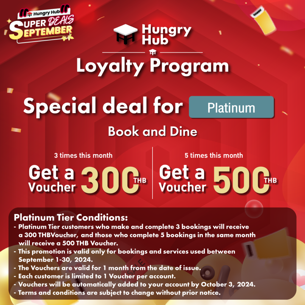 Get a Free 500 THB Voucher for Hungry Hub Platinum Members