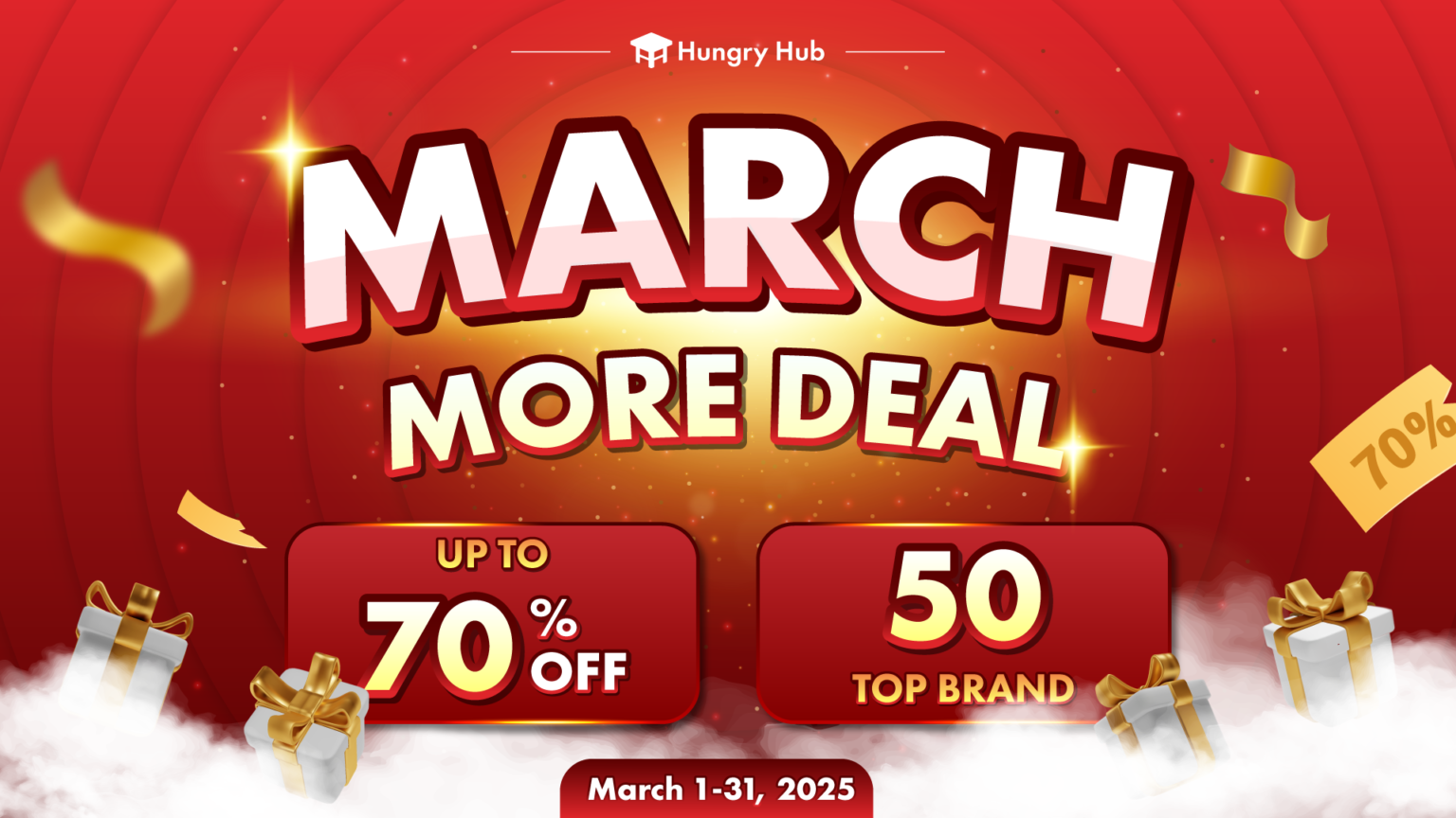 เริ่มแล้ว Hungry Hub March More Deals สุดยอดดีลสุดพิเศษ ต้อนรับเดือนมีนาคม 2568 Hungry Hub march More Deal