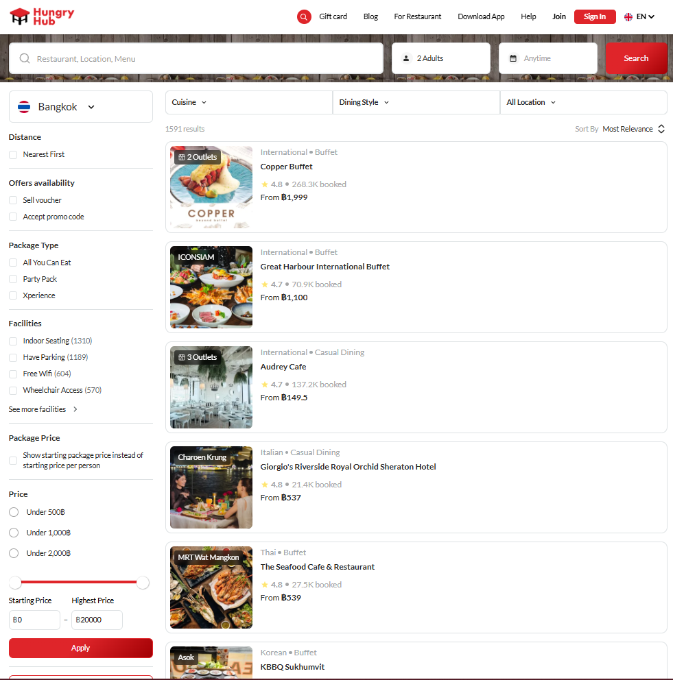 Hungry Hub Preferences Filter Search and Refine Filters