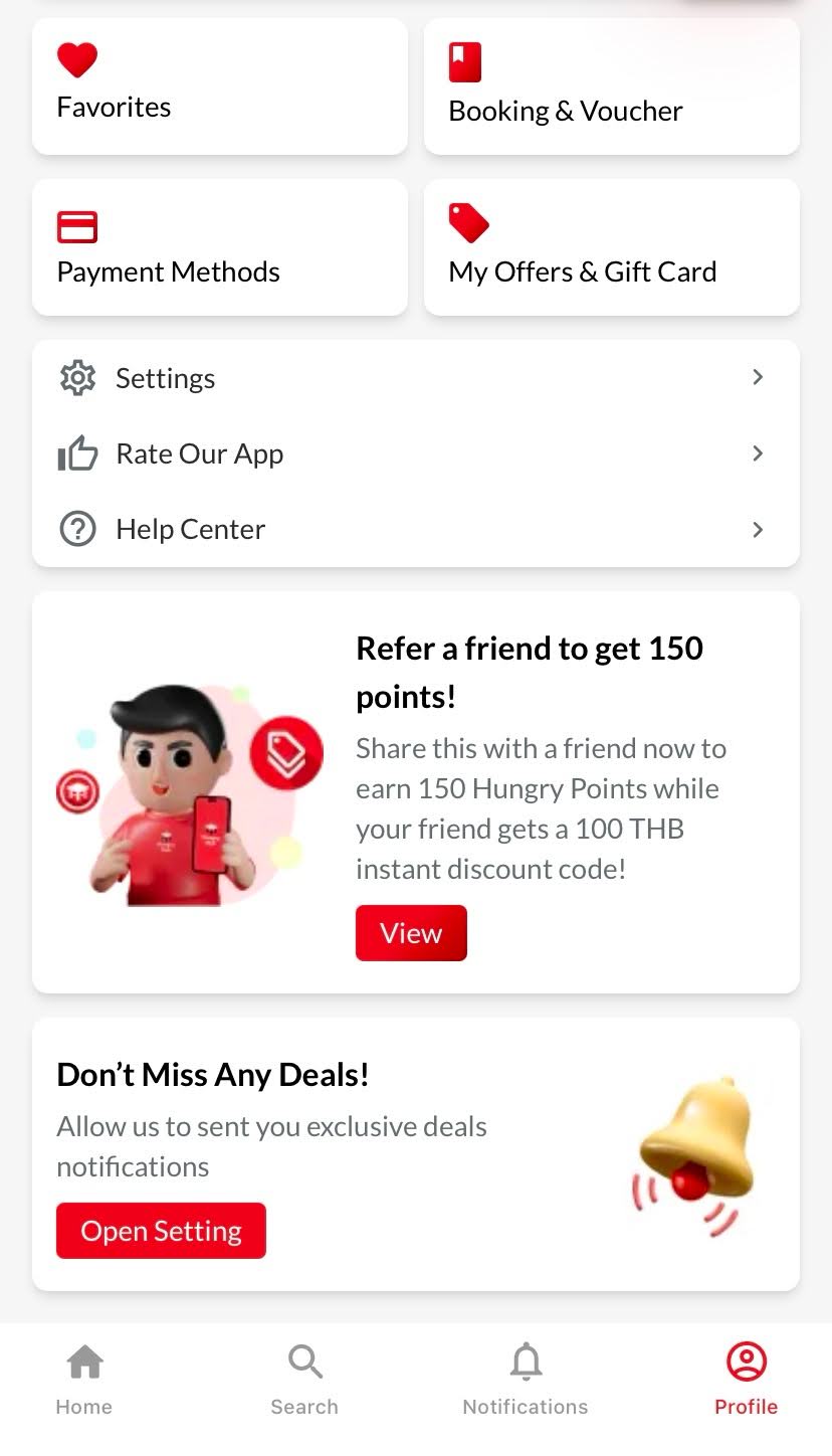 วิธีการแนะนำเพื่อนในแอป Hungry Hub