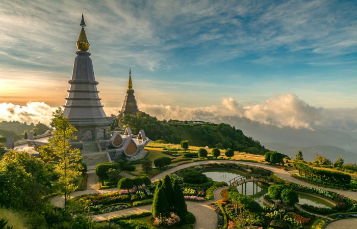 Landmark Pagoda in Doi Inthanon National Park at Chiang Mai